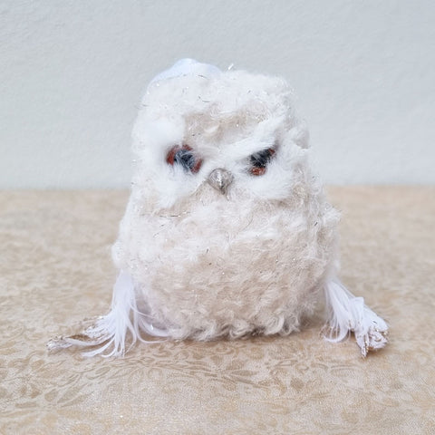 Cute Owl Christmas Ornament - White