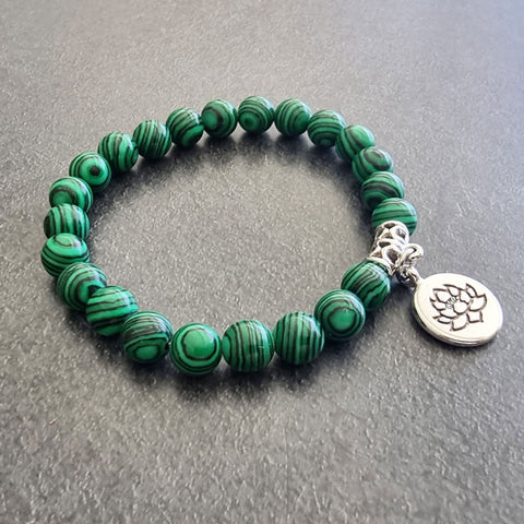 Malachite Lotus Stretch Bracelet