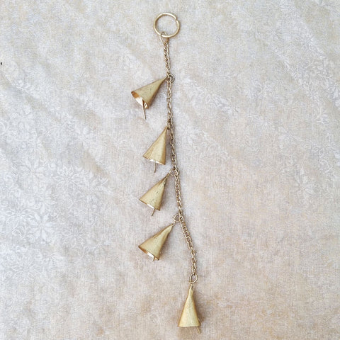 Hanging Gold Bells On Chain - 30cm