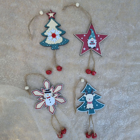 Christmas Snowflake Ornament Snowman Design With Bells