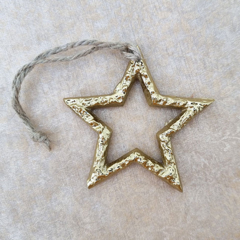 Hanging Gold Christmas Star Ornament