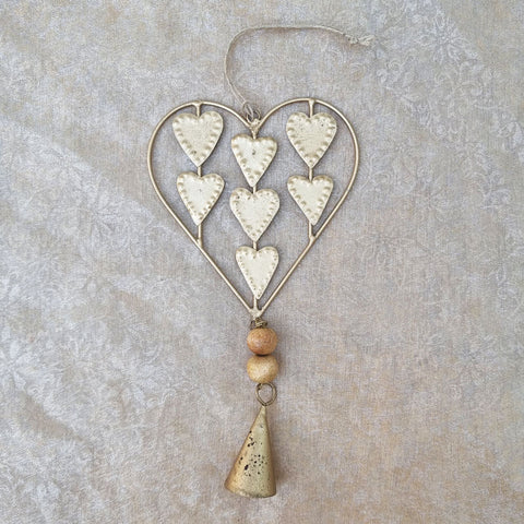 Hanging Loveheart With Mini Hearts & Beads