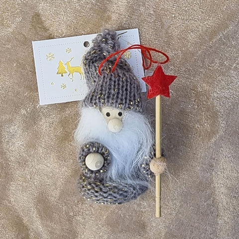 Hanging Mini Gnome Christmas Ornament - Grey