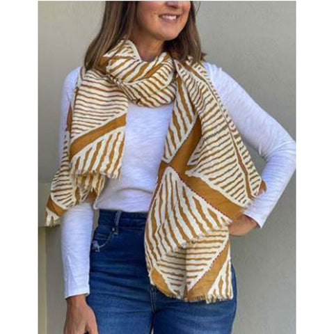 Mustard Patterned Scarf