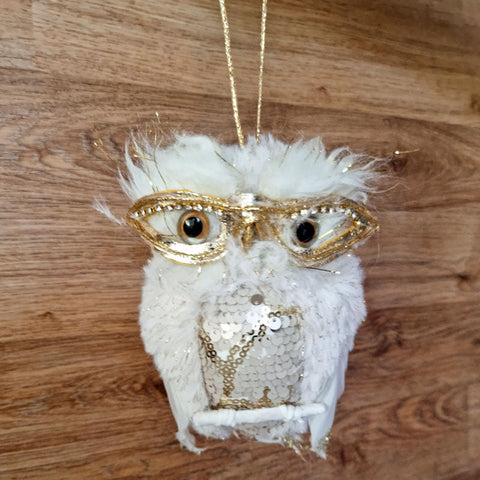 Owl With Spectacles Hanging Ornament