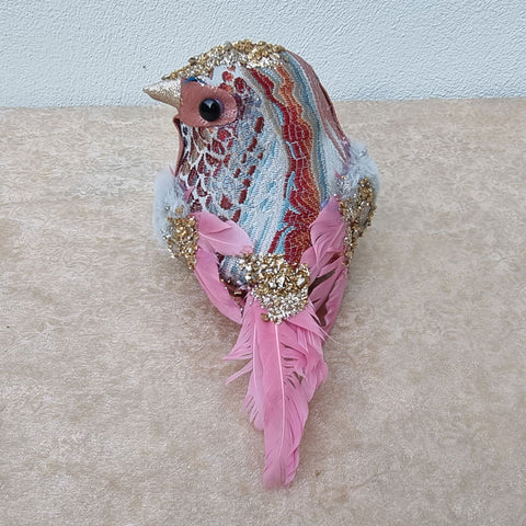 Paisley Sitting Bird Christmas Ornament - Pink