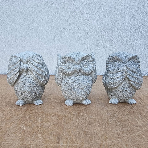 Three Wise Owls Hoot Grey - See no evil, hear no evil, speak no evil