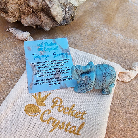 Turquoise Pocket Crystal Elephant - Energy