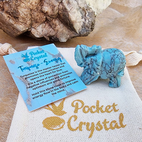 Turquoise Pocket Crystal Elephant - Energy