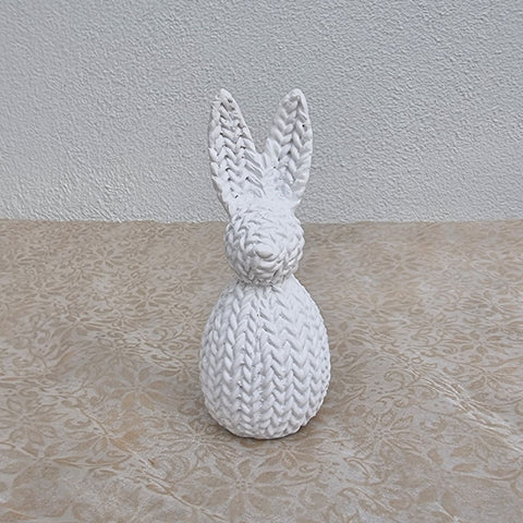 Weave Look White Bunny Figurine - Small