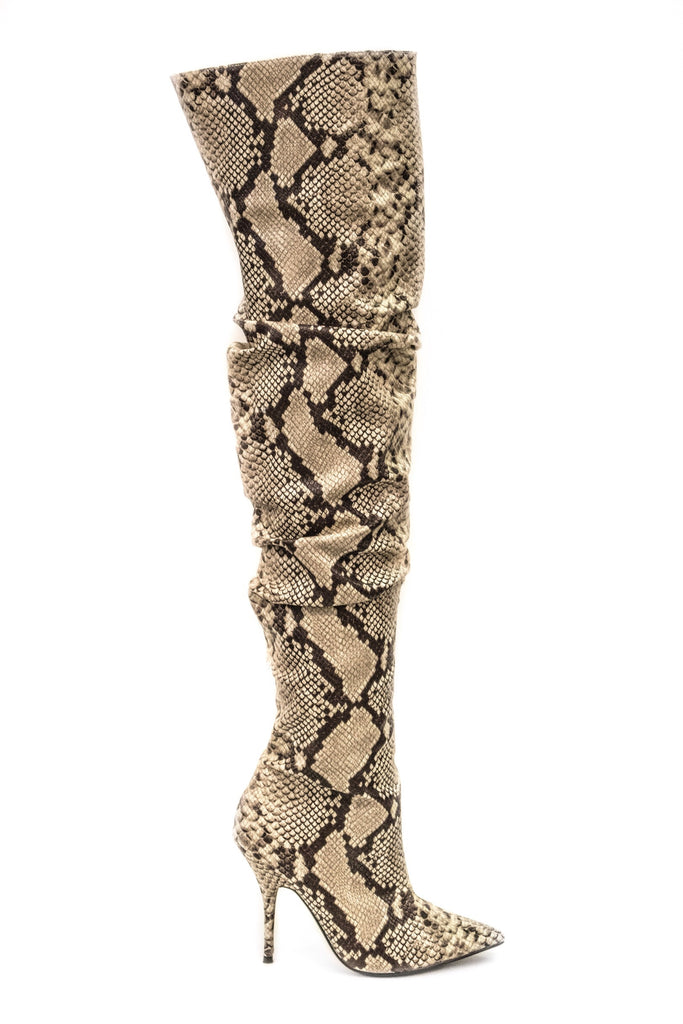 snakeskin thigh high boots size 11