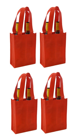 2 Bottle Tote, Red, Non-Printed [4 Bag Set] – CYMA Bags