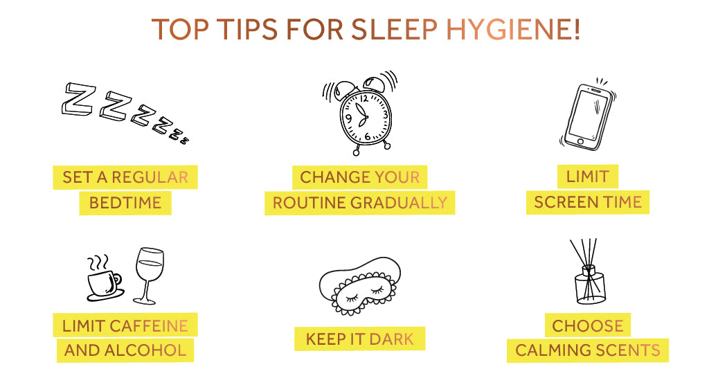 Graphic showing top tips for good sleep hygiene