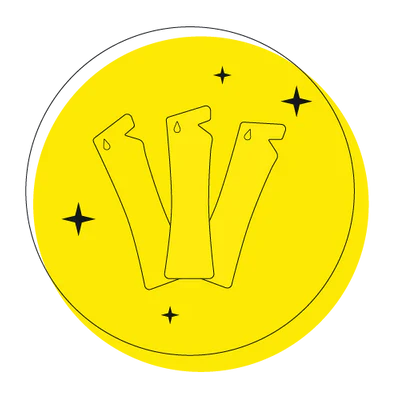 A yellow icon with a stylized letter 'W' and stars.