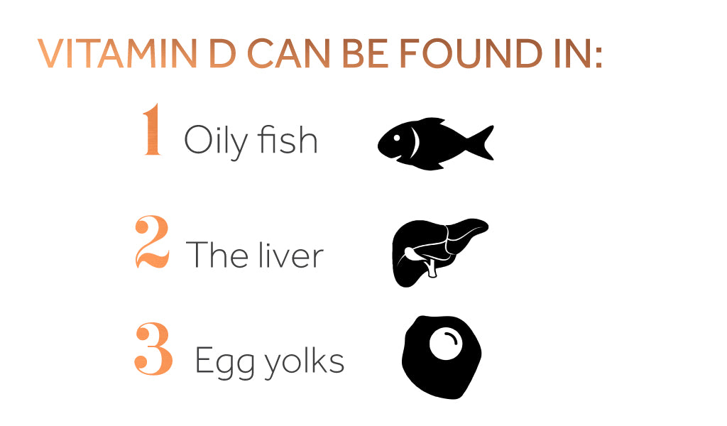 Image showing how Vitamin D is found in oily fish, liver, and egg yolks