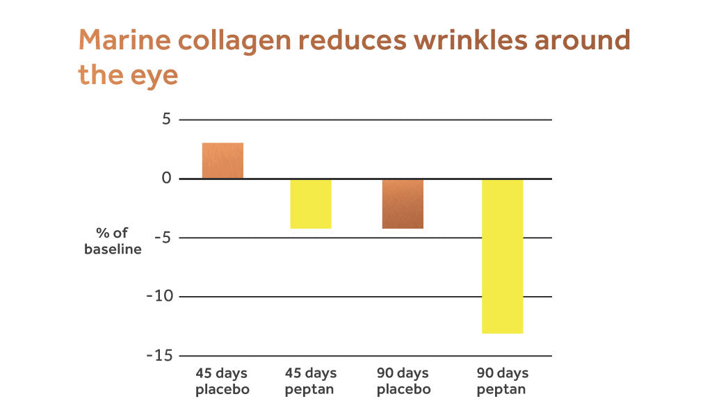 Image showing how taking peptan collagen for wrinkles produces a positive effect within 90 days.