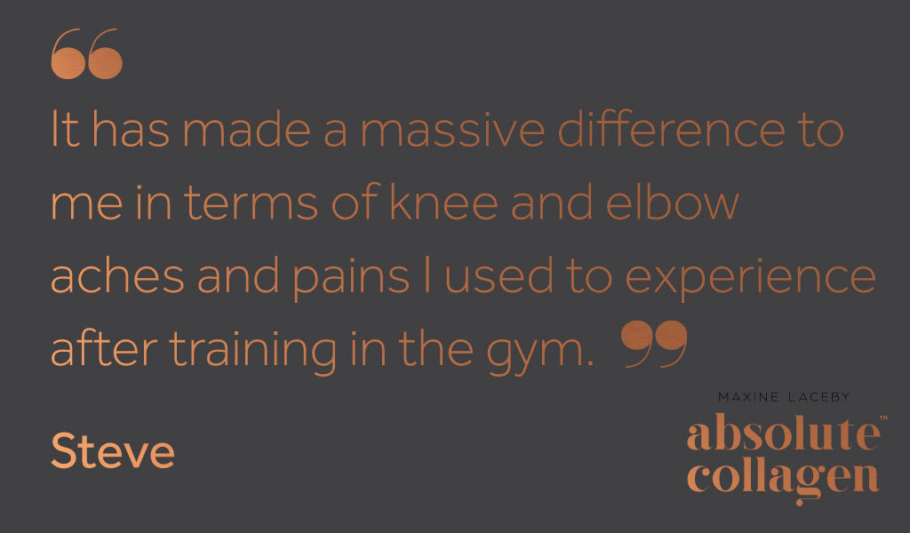 Quote describing how Absolute Collagen helped with pain after a gym workout