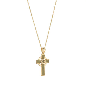 10K Gold Connemara Marble Celtic Cross Pendant - The Counties of Ireland