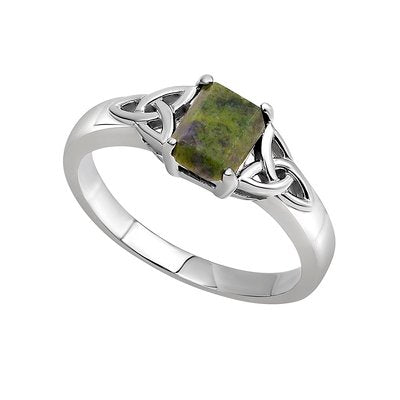 CONNEMARA MARBLE CLADDAGH SCARF RING