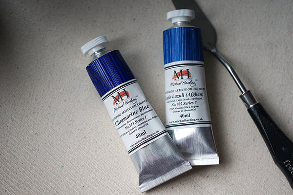 michael harding paint tubes in ultramarine and lapis lazuli