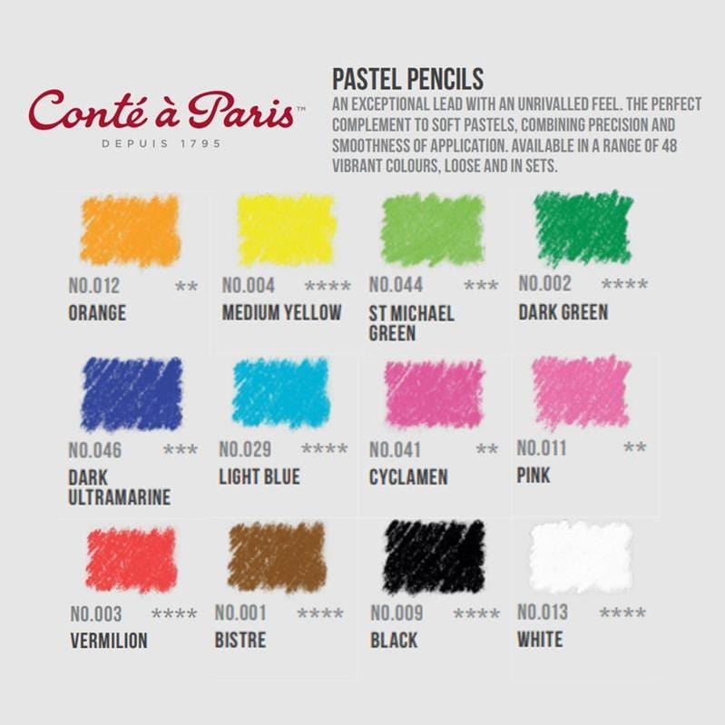  Conté à Paris Pastel Pencils with 24 Assorted Colors