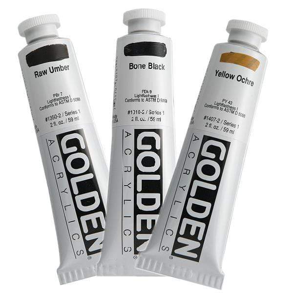 Golden Heavy Body Acrylic Traditional Set of 8 + Gloss Liquid Glaze 2oz  Bottle