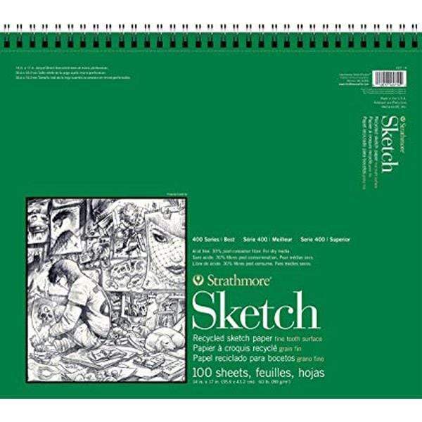UMKC Bookstore - Strathmore Artist Papers 18 x 24 80 lb. 400 Series  Recycled Drawing 24 Sheet Spiral Bound Pad