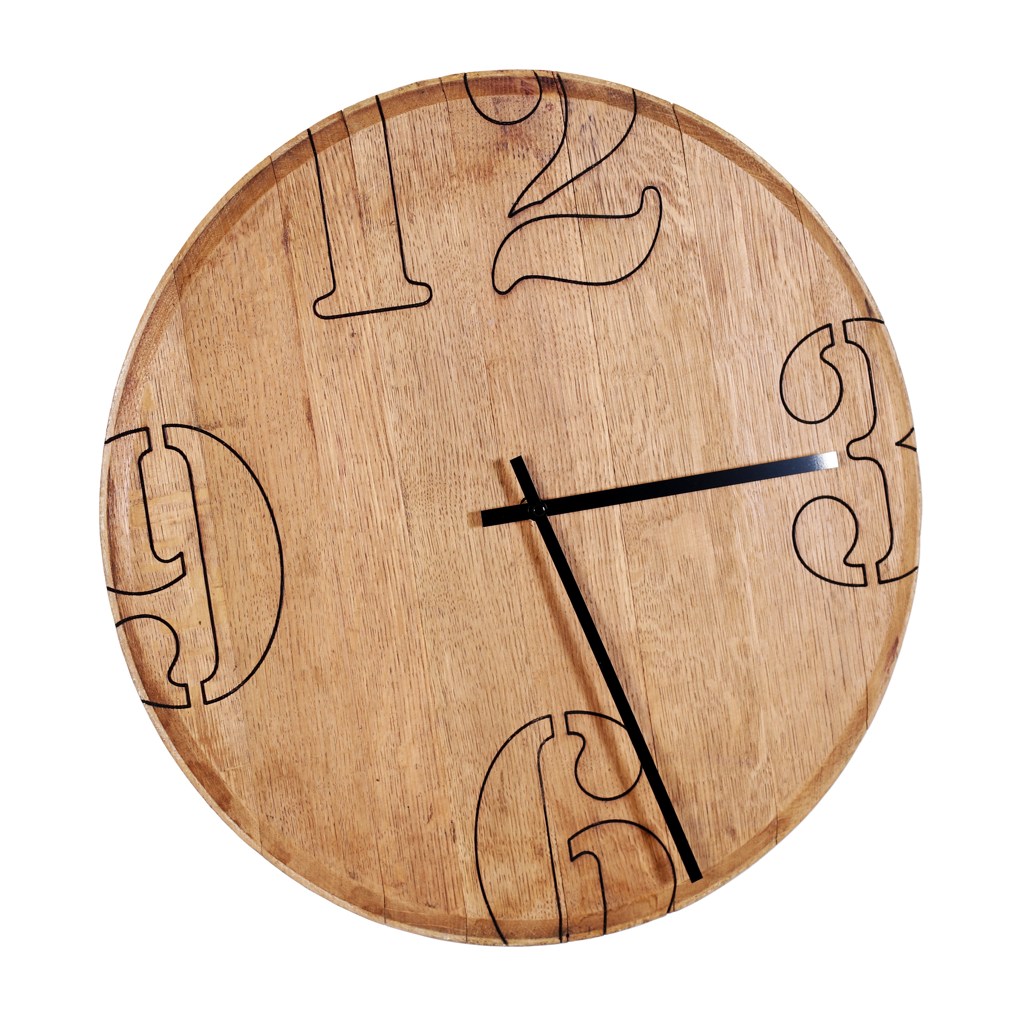 Barrel Head White Oak Big Number Clock