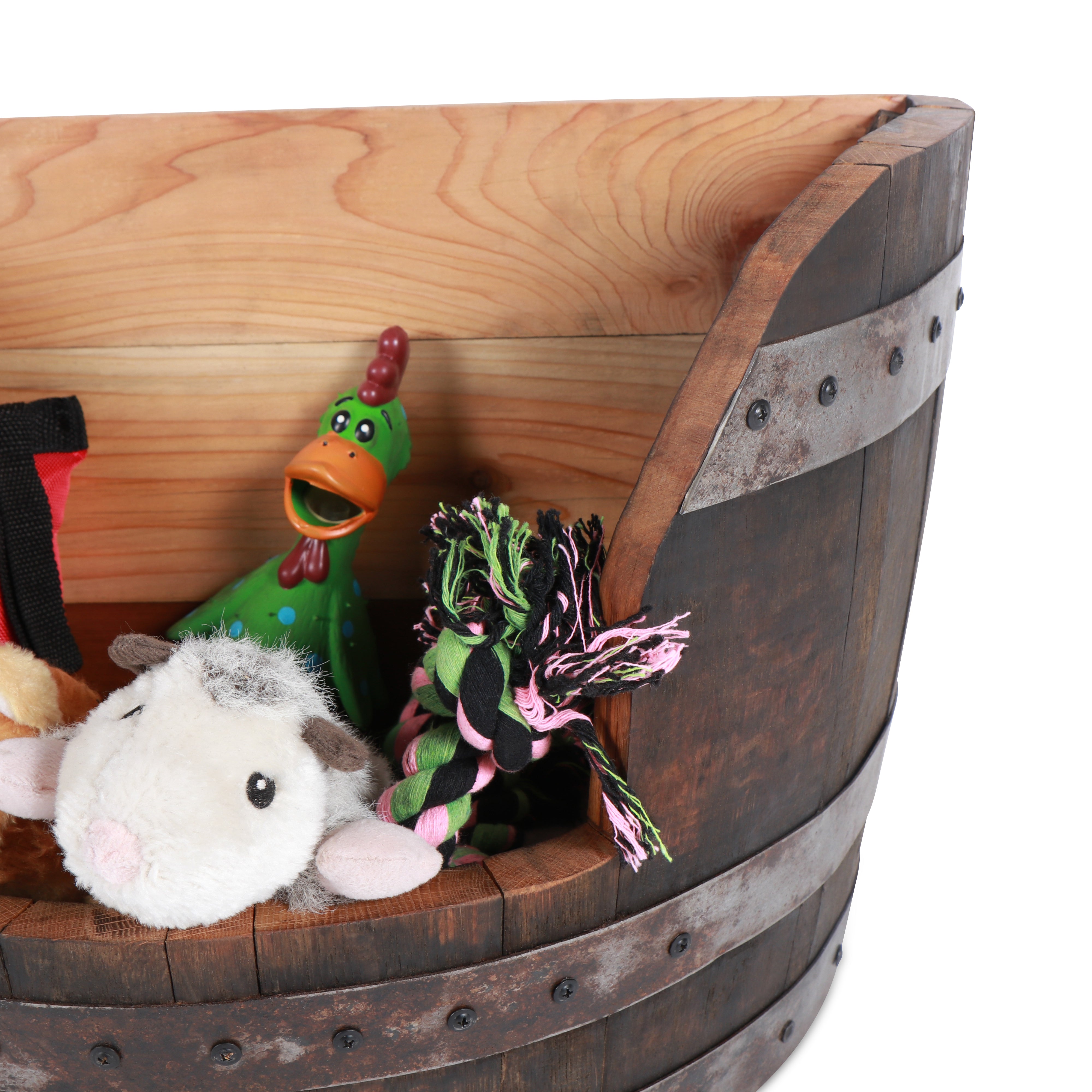 wine barrel dog toy chest