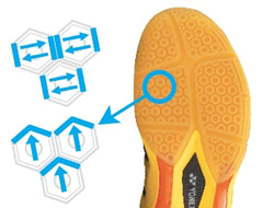 Hexagrip technology for badminton shoes