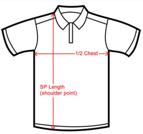 10178 Badminton Shirt sizing reference at Badminton Warehouse