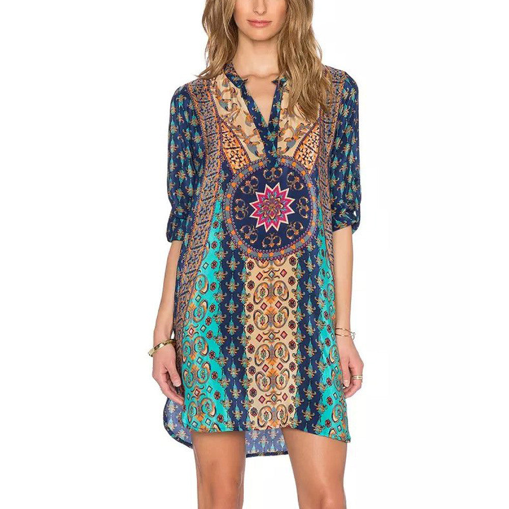 Gypsy Style Boho Chic Hippie Fashion Print Dress – Hippie Bliss