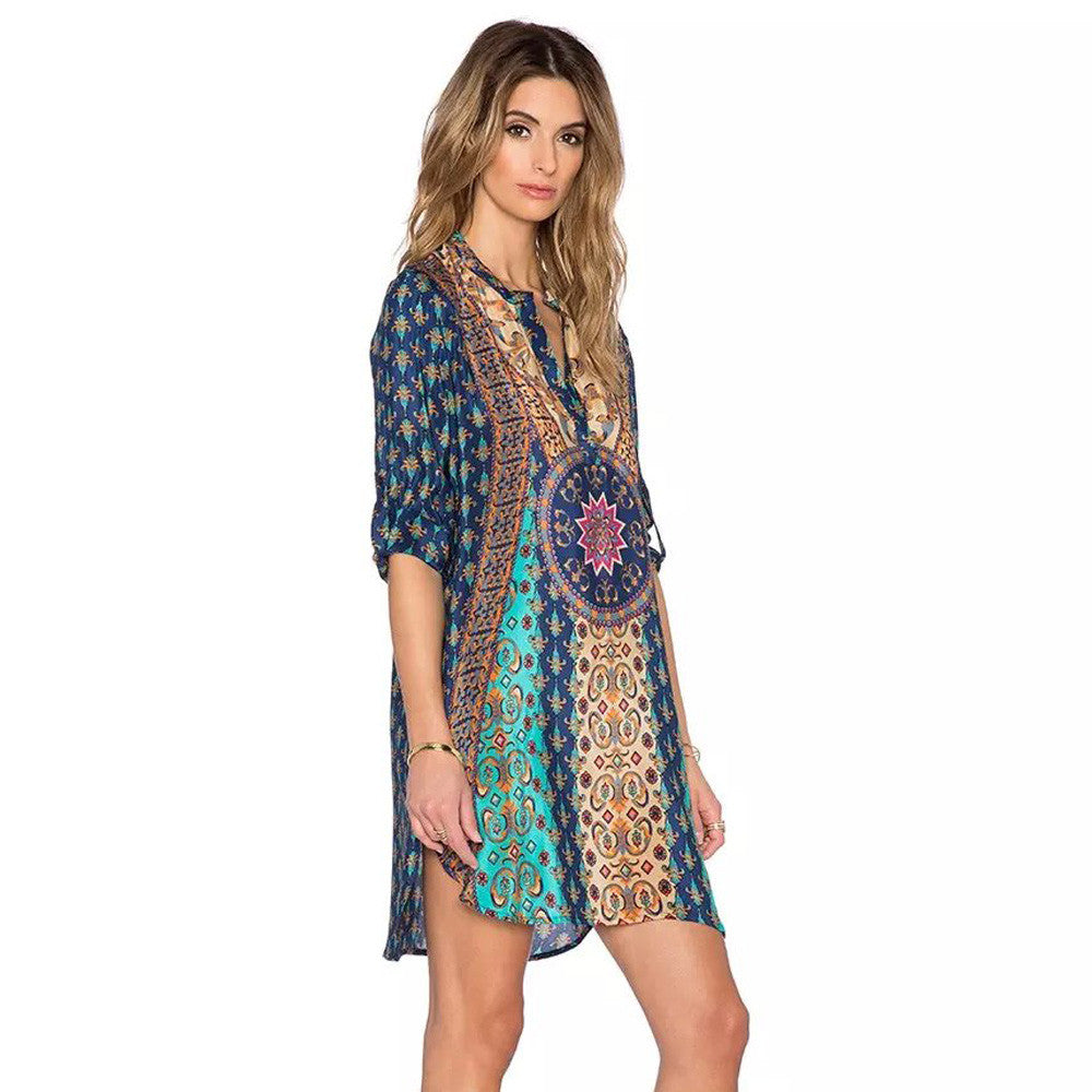 Gypsy Style Boho Chic Hippie Fashion Print Dress – Hippie Bliss