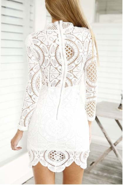 short white lace boho dress