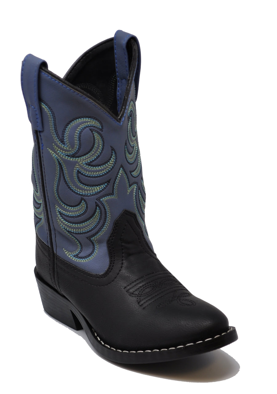 black and blue cowboy boots