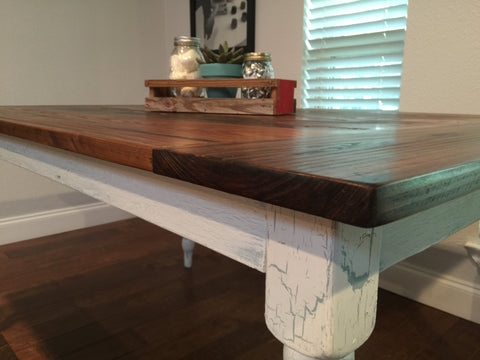 Farmhouse tabled with weathered legs 