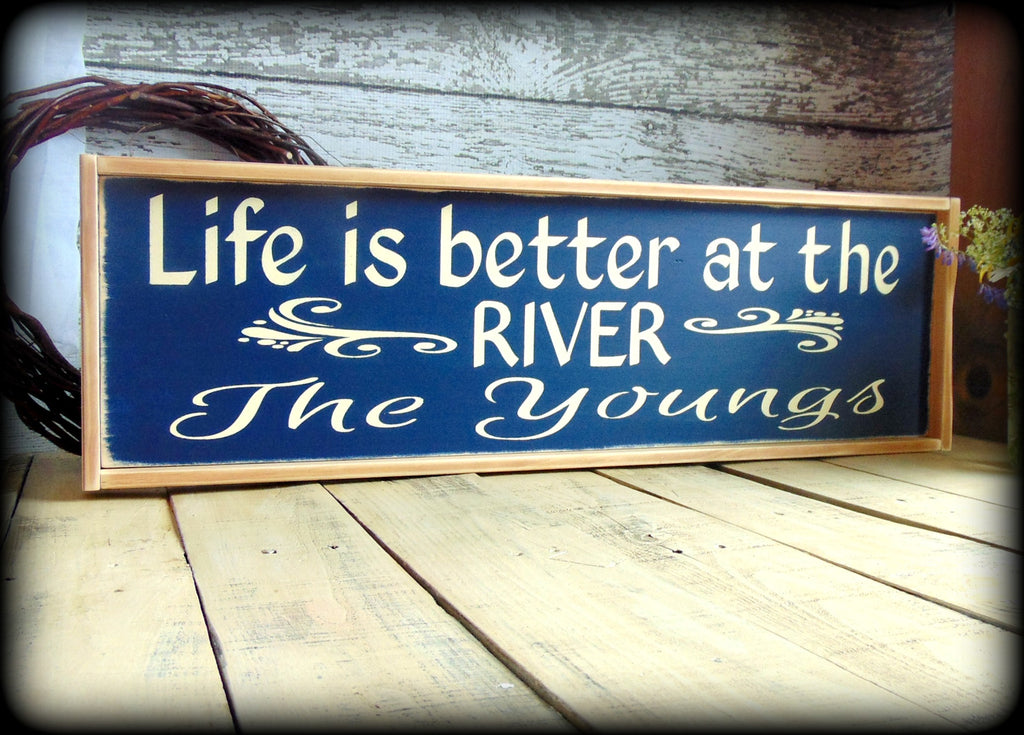 Personalized Camp Sign, Rustic River House Sign 