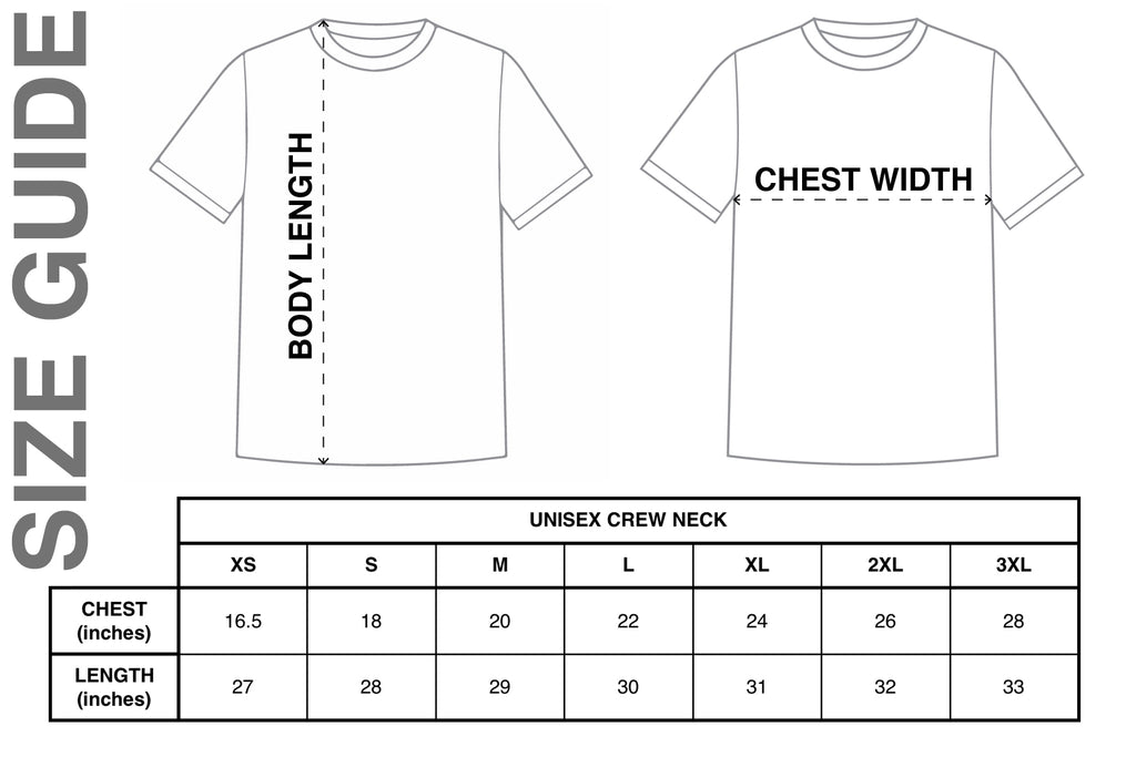 Unisex Bella Canvas Tee Size Chart