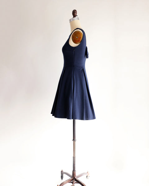 Apricity | JANUARY Dress | Navy Blue Short Ponte Fit + Flare Dress with ...