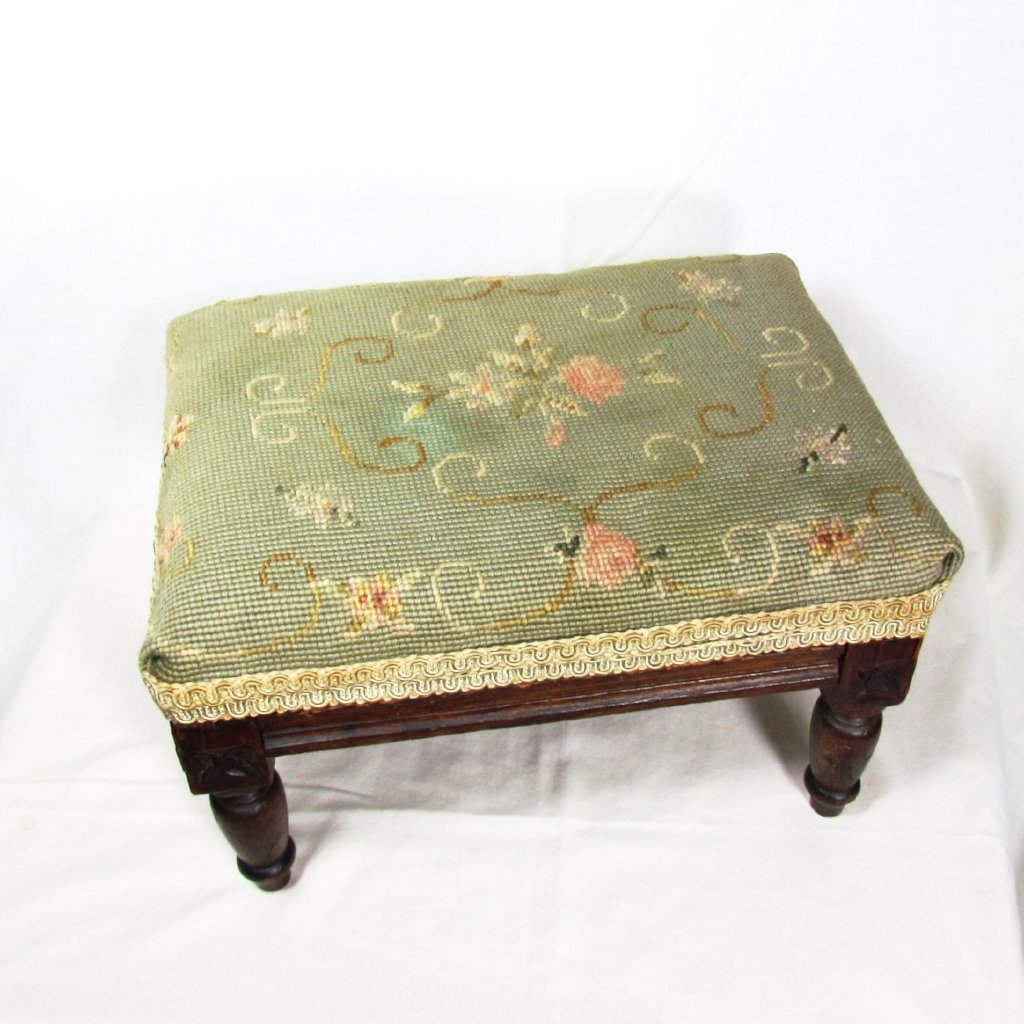 Small foot stool with floral needle point top; 12598-051B - R.H. Lee & Co.  Auctioneers