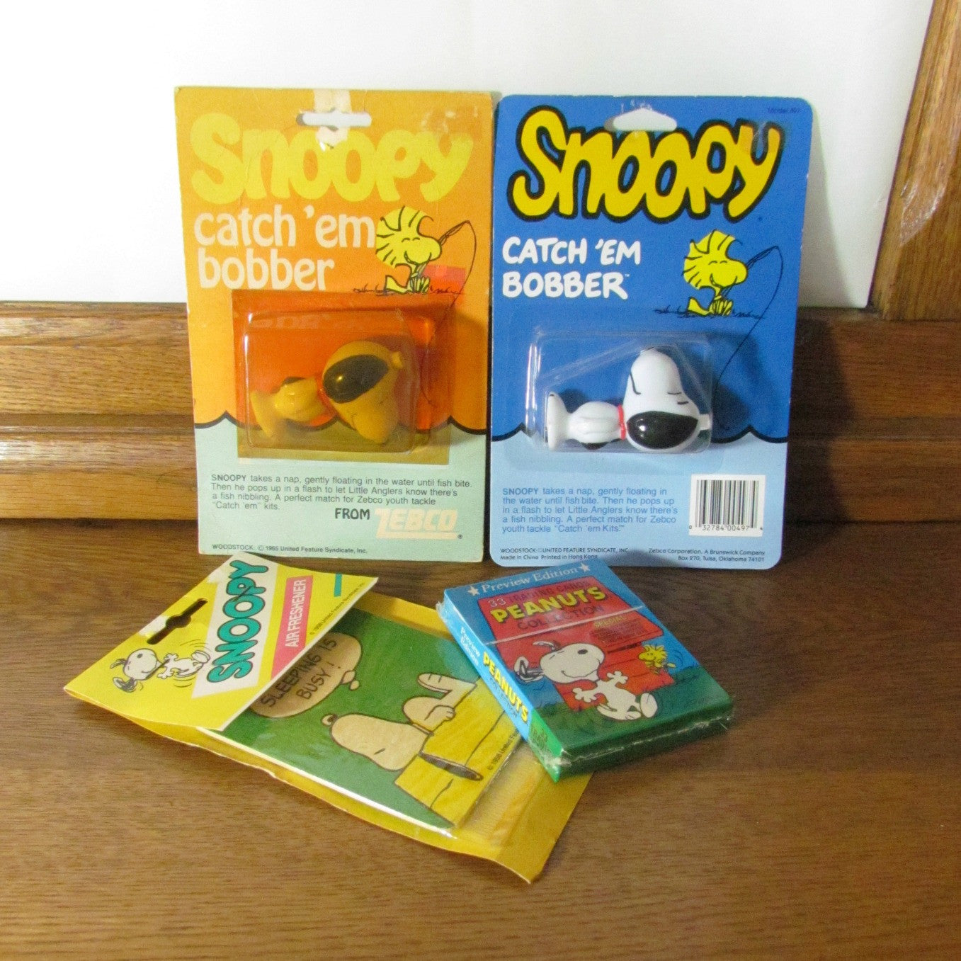 Vintage Snoopy Lot with Zebco Fishing Bobbers c. 1960s 1970s