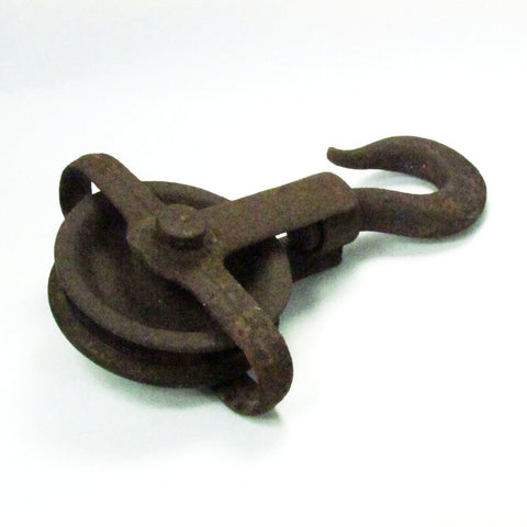 Vintage Industrial Cast Iron Pulley with Hook – Attic and Barn Treasures