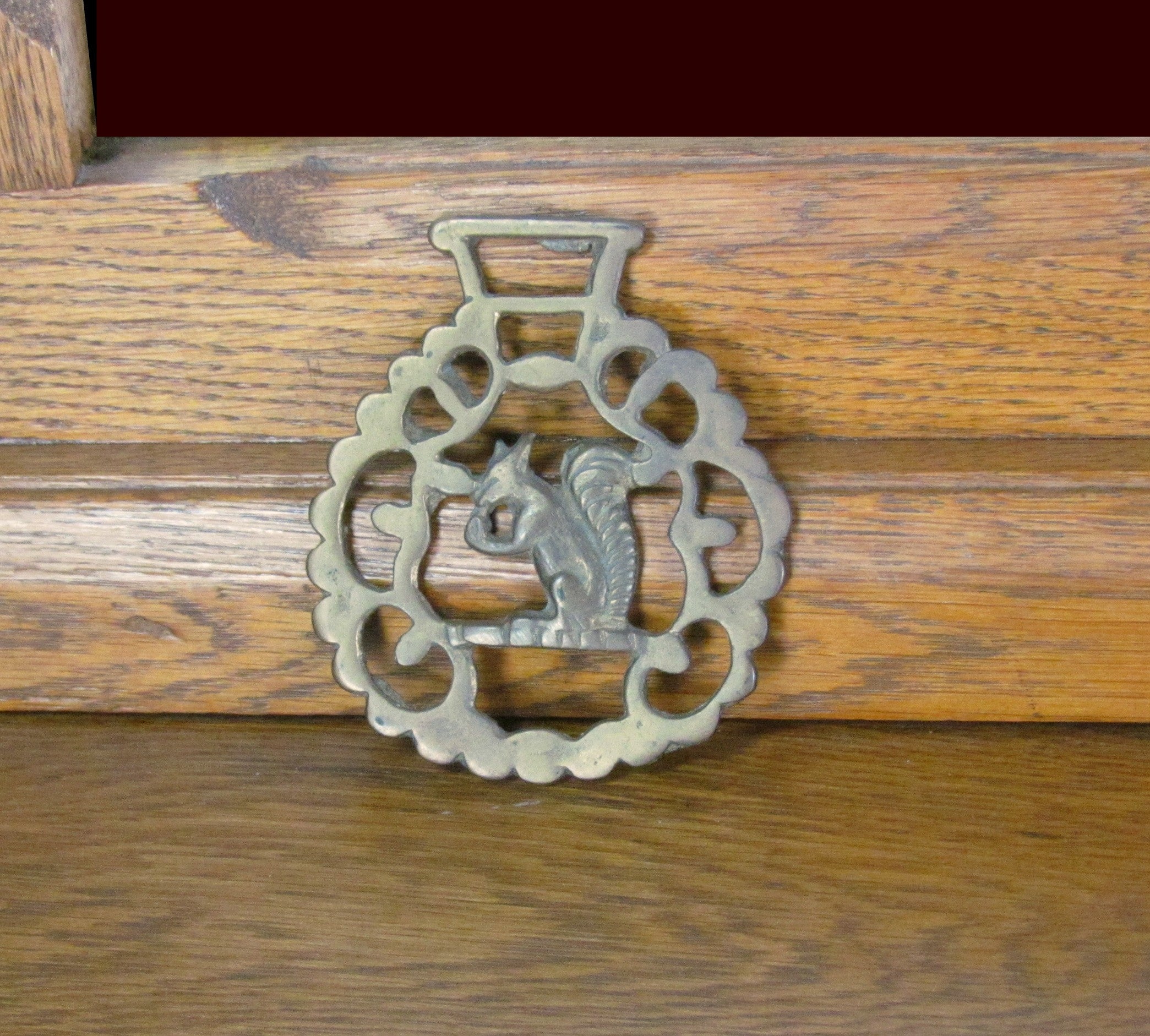Vintage brass harness medallion - Gem