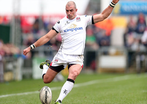 Ruan Pienaar of Ulster and South Africa takes a conversion against Glasgow Warriors in the Guinness Pro12