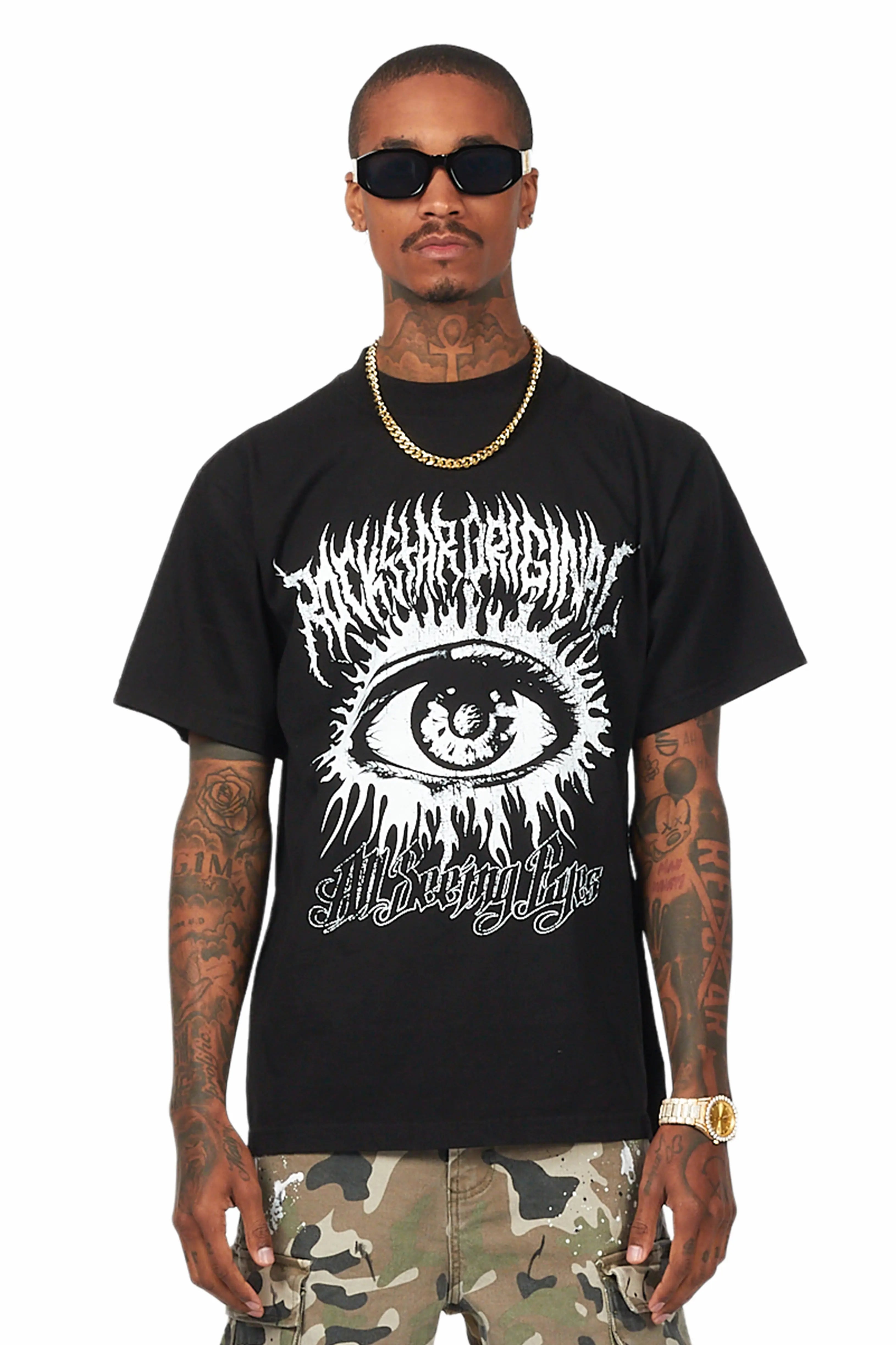 All Seeing Eyes Black Oversized T-Shirt