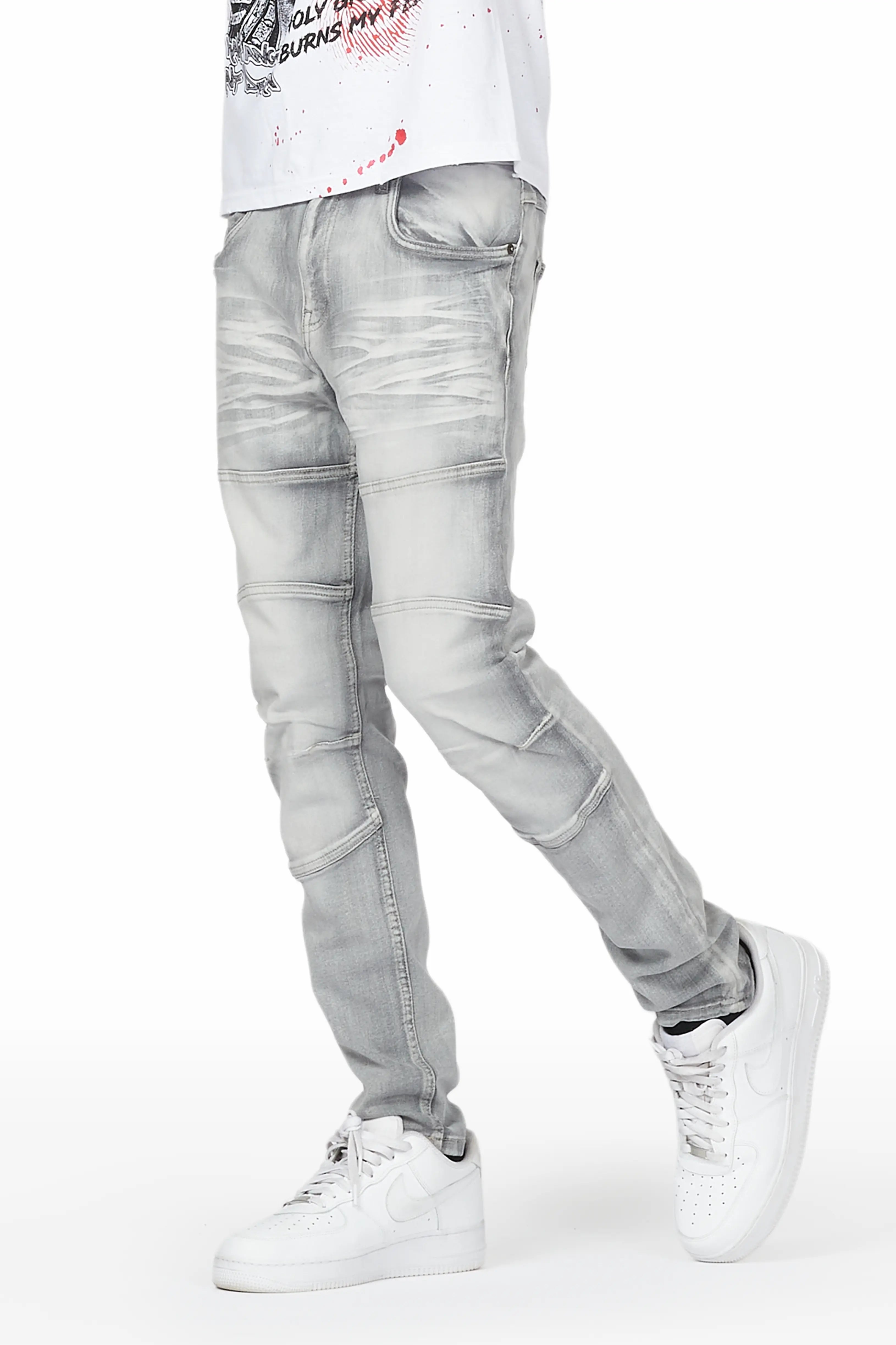 Boys Huxley Light Grey Super Stacked Flare Jean– Rockstar Original