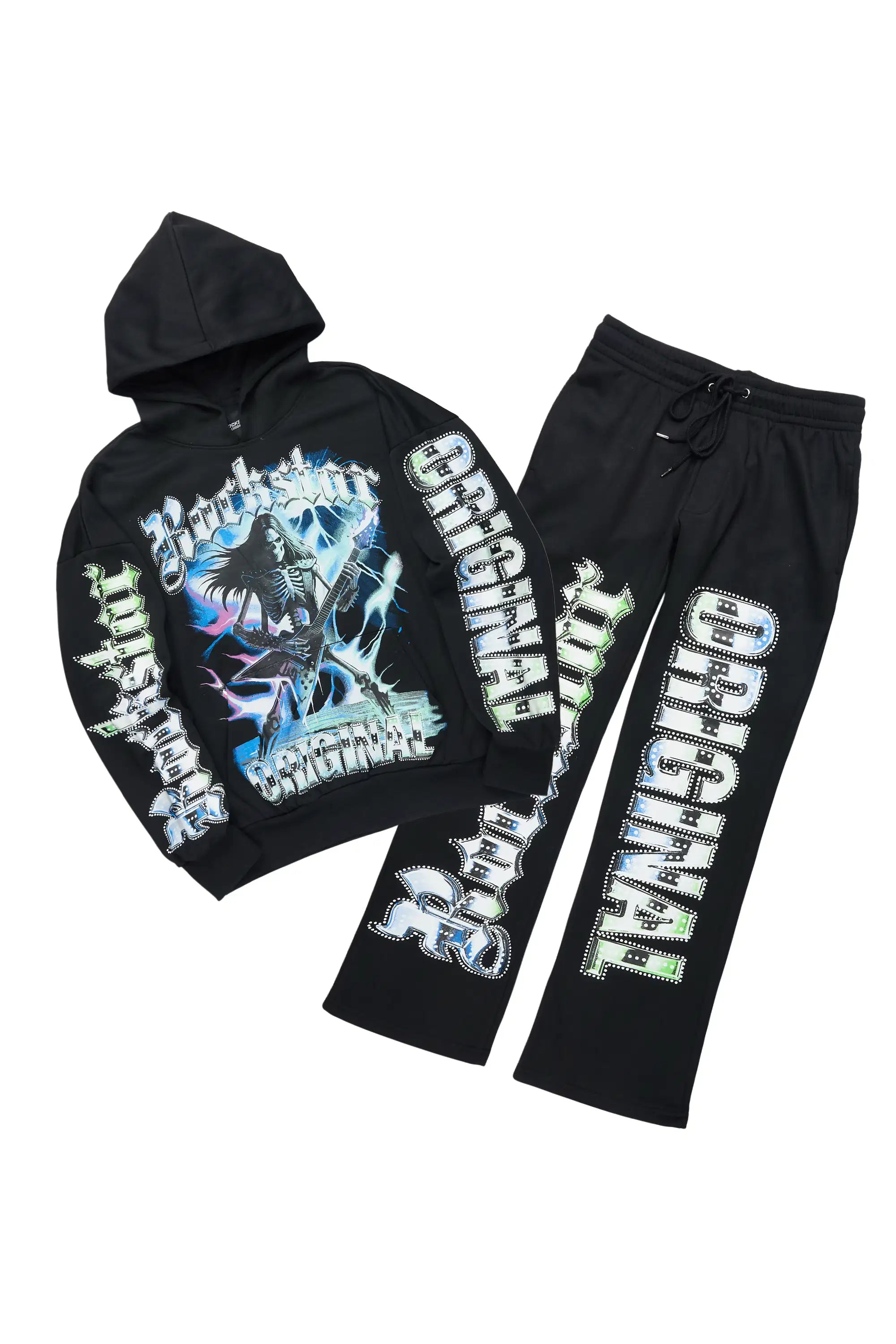 Nyxx Black Hoodie/Baggy Pant Track Set