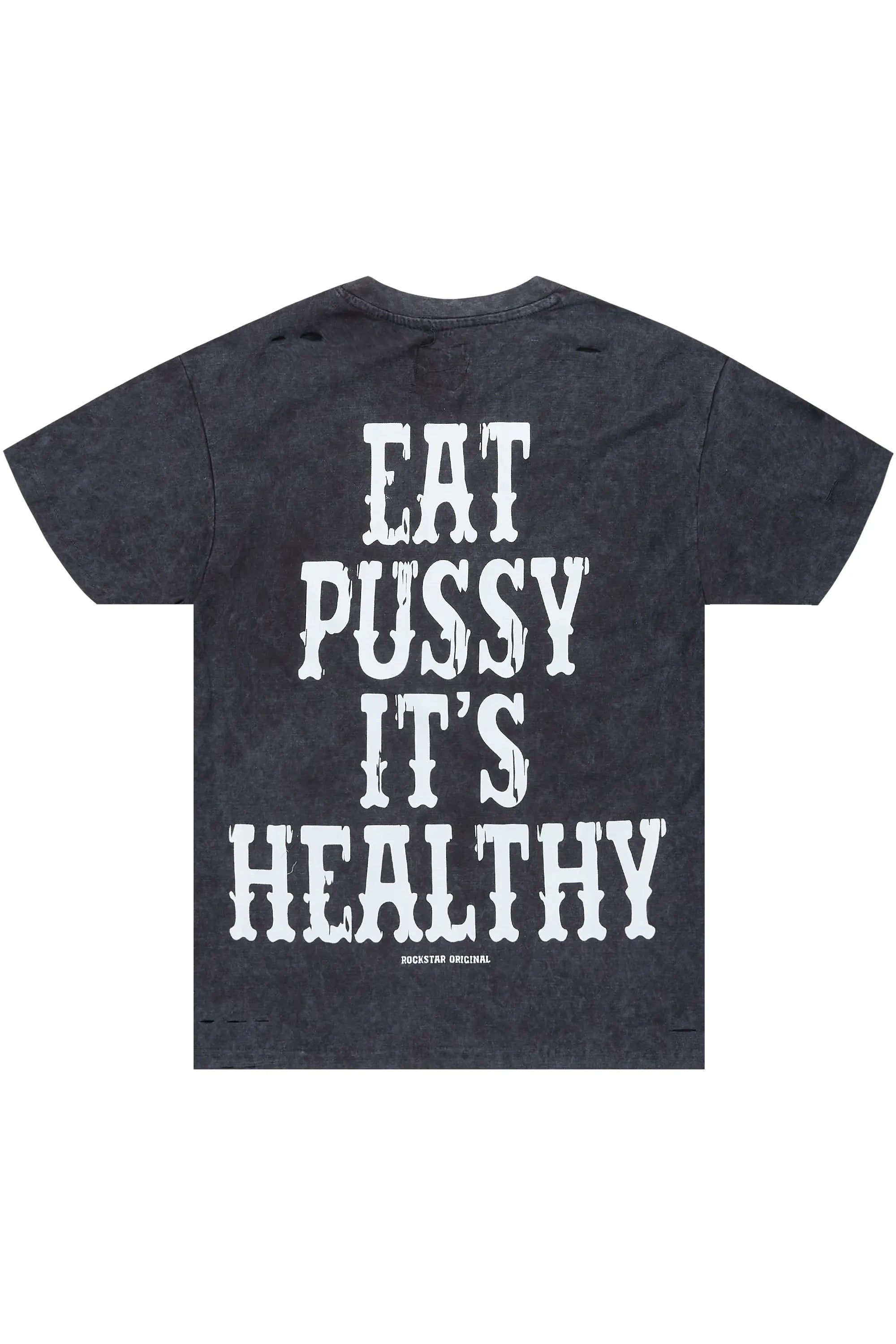 Alayna Vintage Black Oversized Tee
