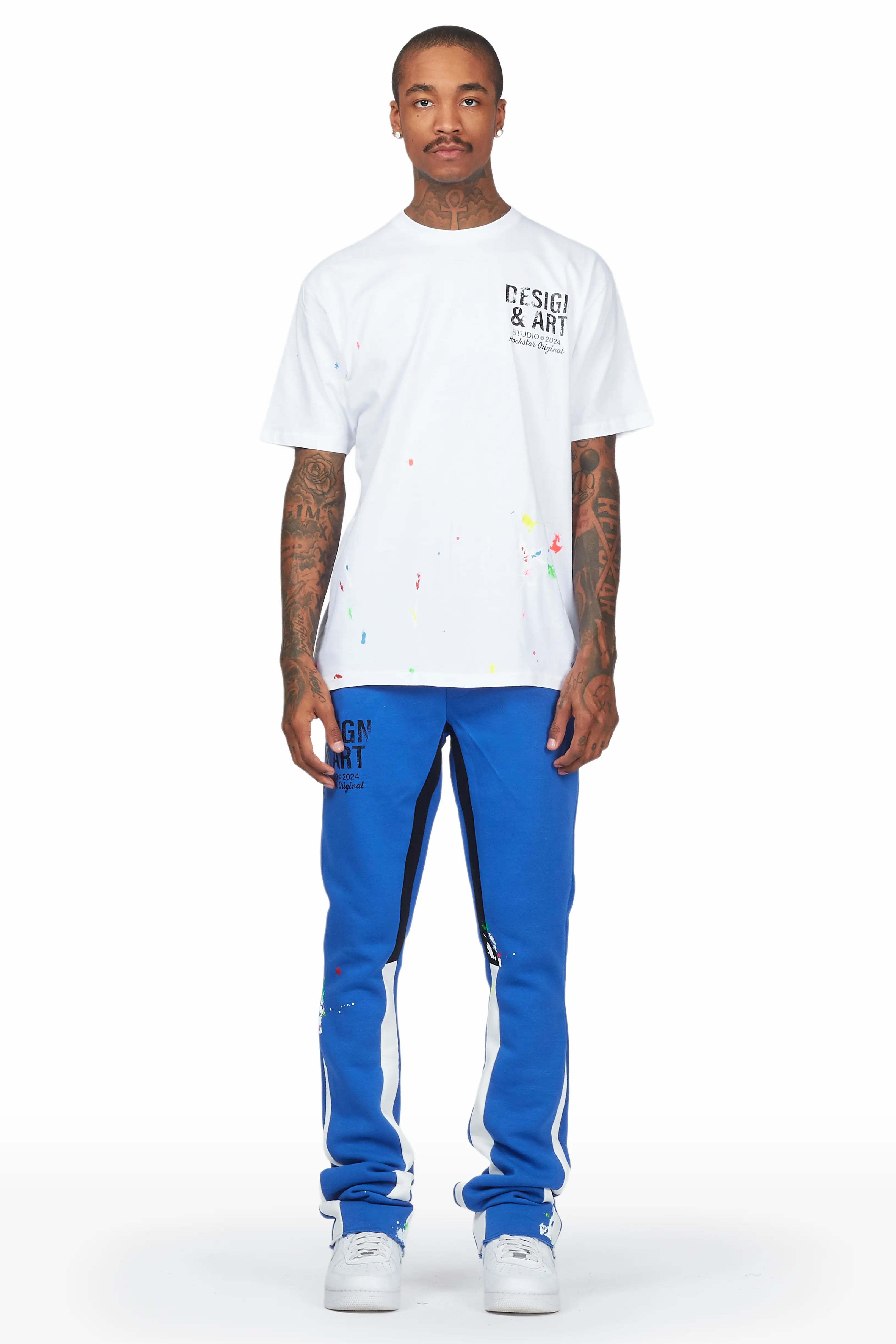 Mancha White/Blue T-Shirt Stacked Flare Track Set