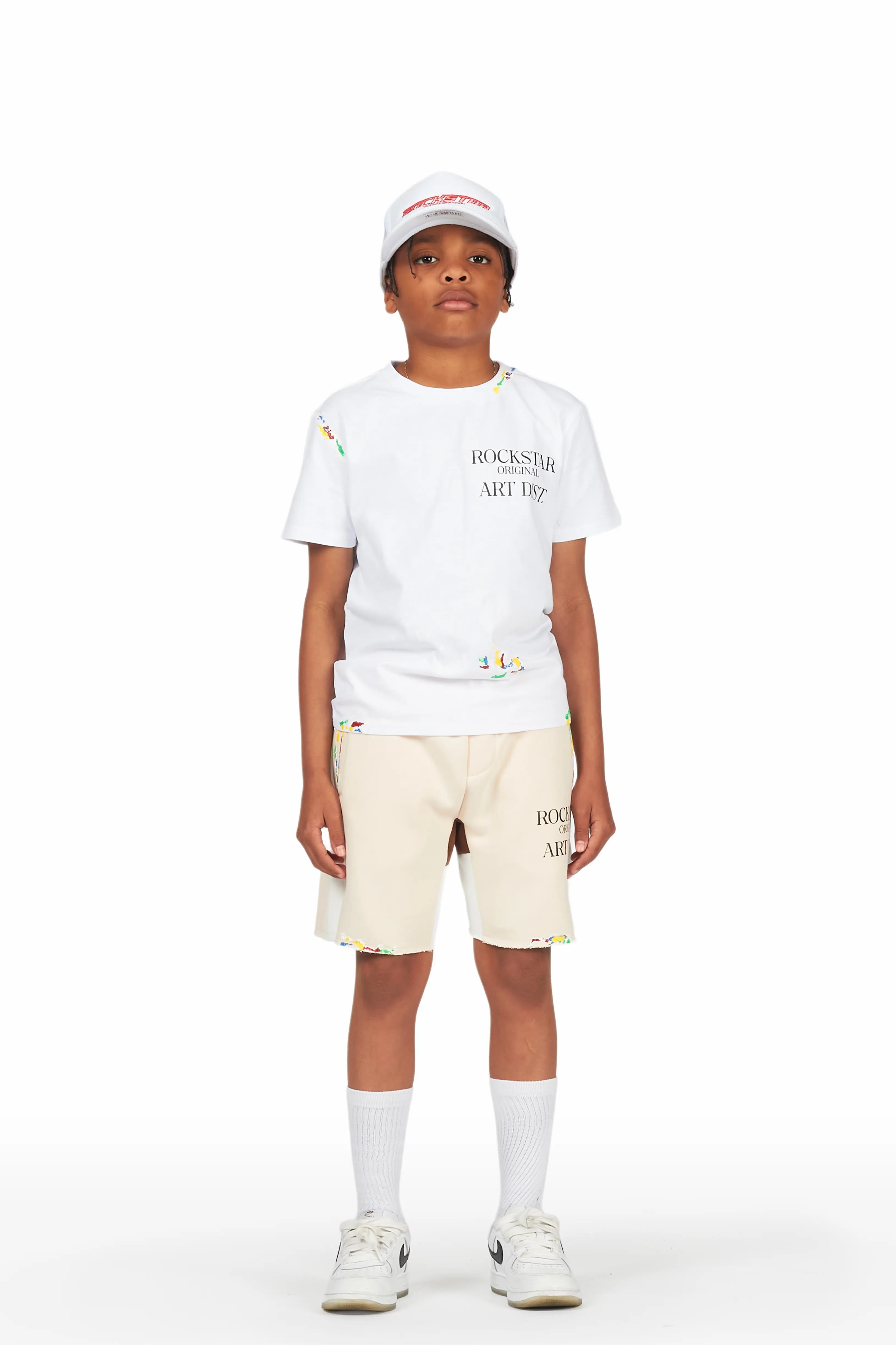 Boys Art Dist. White/Beige Short Set